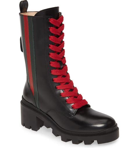 womens gucci combat boots|women's black leather Gucci boots.